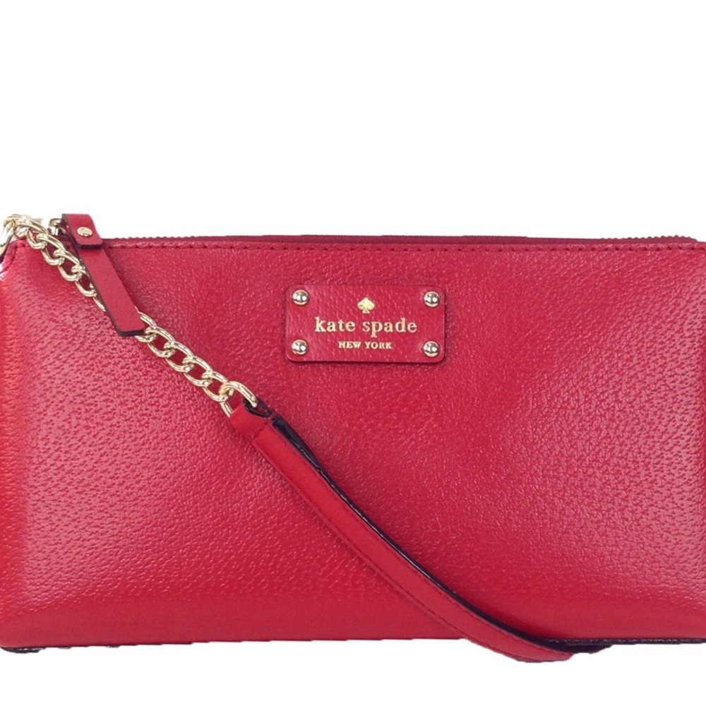 Kate Spade shoulder bag, Wellesley Byrd, red leather